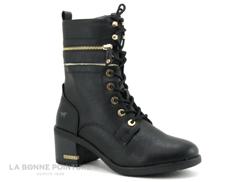 Achat chaussures Mustang Shoes Femme Bottine, vente Mustang 1441 503 9 Noir - Bottine Femme noire - Talon haut