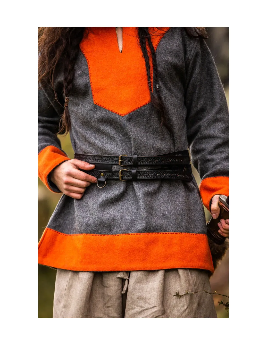 Axel Viking Double Ceinture en Cuir, Noir ⚔️ Boutique Épées