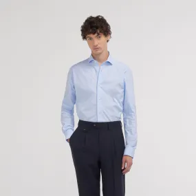 Blue poplin shirt with semi-cutaway collar | Hast