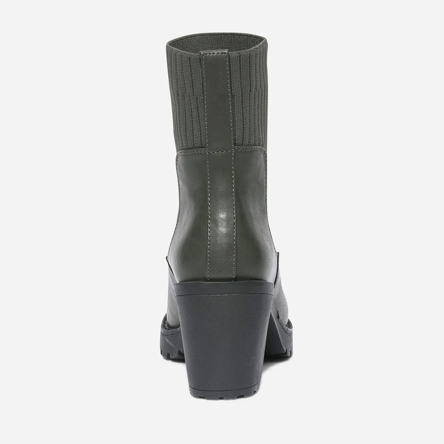 Boots TEXTO kaki avec tige textile côtelé - Boots / bottines Femme | ERAM