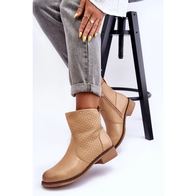Bottines Tressées Femme Beige Chilly