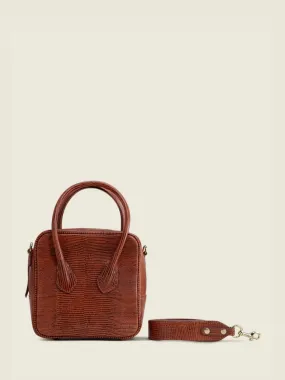 BROWN LEATHER HANDBAG Raphaëlle 1960 - Amber