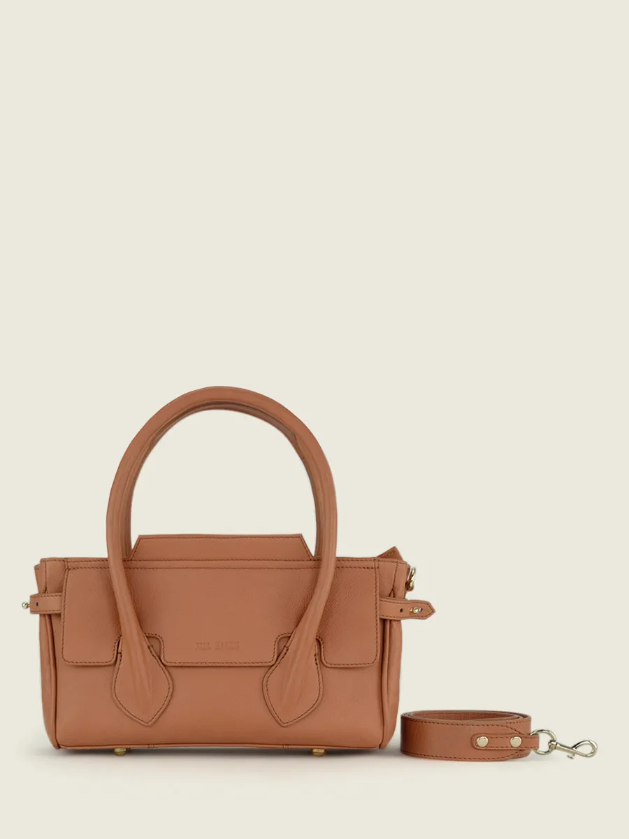 BROWN LEATHER HANDBAG WOMEN Madeleine S Art Deco - Caramel