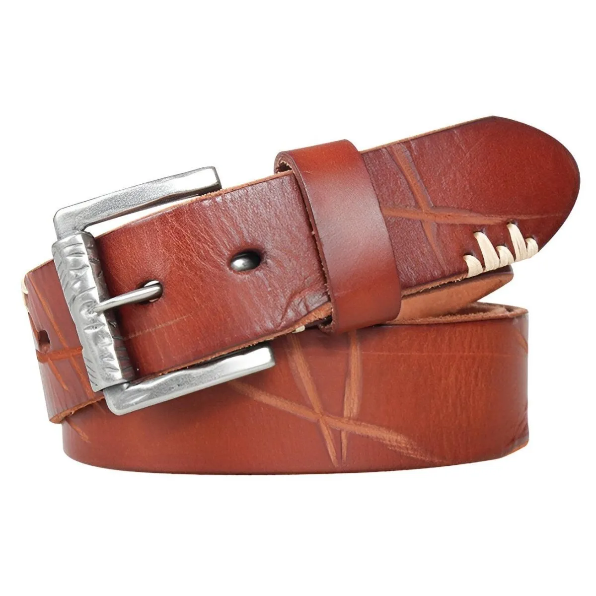 Ceinture en cuir brut et vieilli, pour homme, modèle Luka