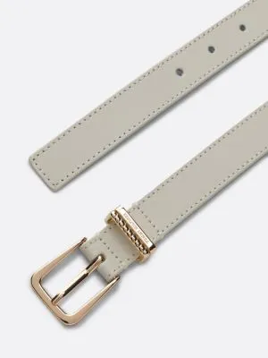 Ceinture en cuir double passant boucle ronde | Blanc | Tommy Hilfiger