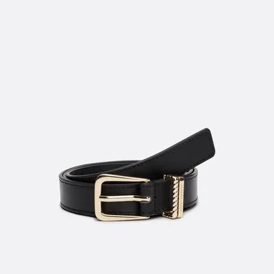 Ceinture en cuir double passant boucle ronde | Blanc | Tommy Hilfiger