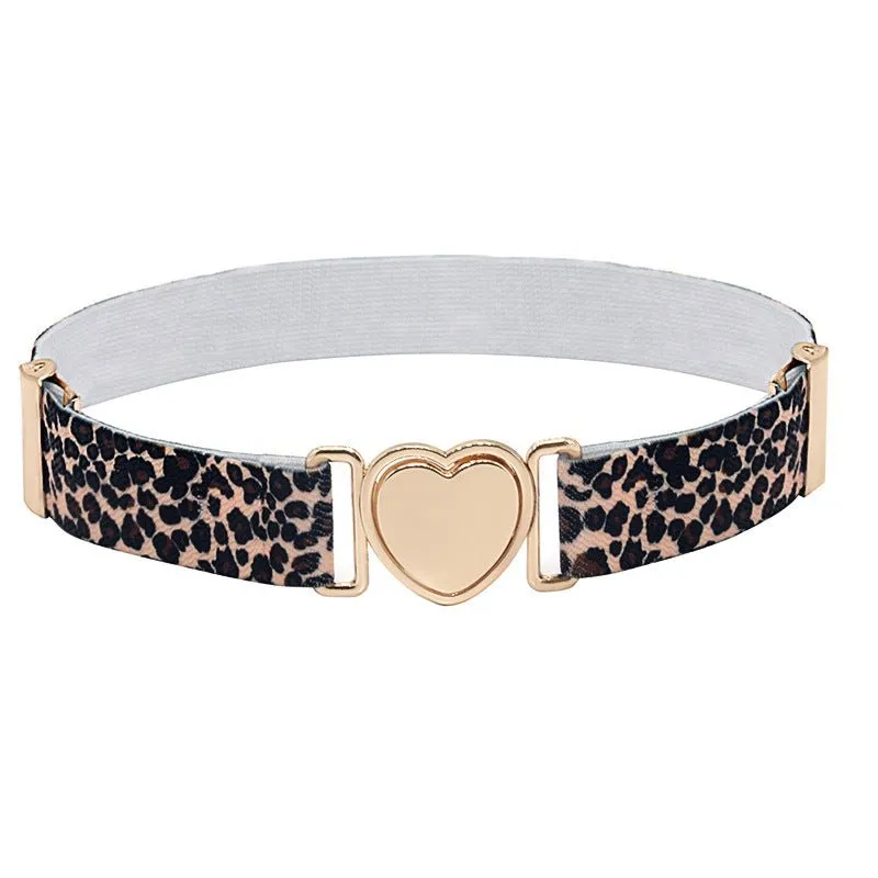 Ceinture élastique à attache rapide en forme de coeur, pour fille, léopard, modèle Rena