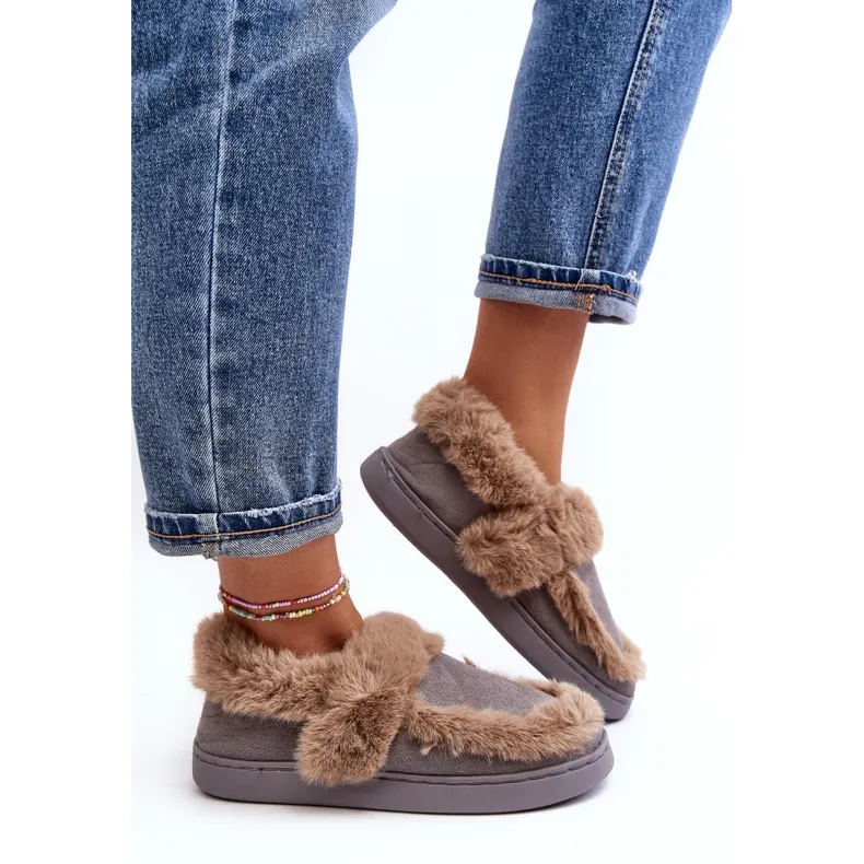 Chaussons Femme Avec Fourrure Gris Sailey