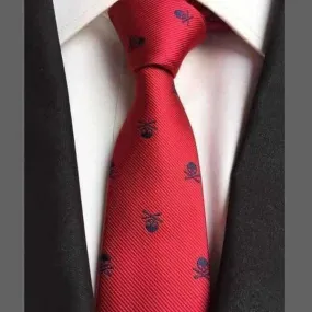 Cravate tête de mort rouge et bleu