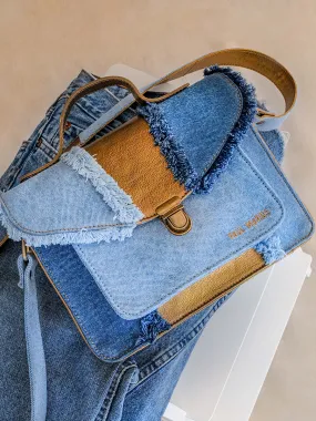 DENIM AND LEATHER HANDBAG WOMEN Mademoiselle George - Denim