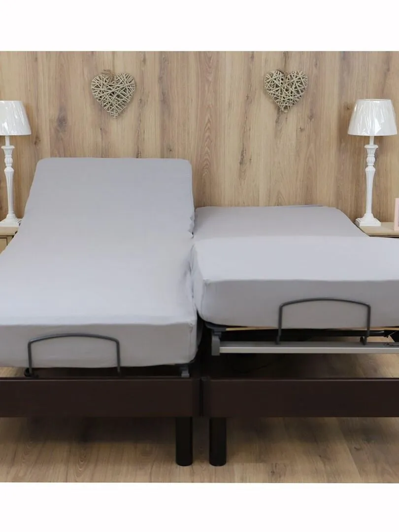 Drap housse coton extensible lit électrique PAPILLON - Gris