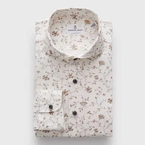 Emanuel Berg - Chemise manches longues Premium Quality Jersey - Modern Fit - Beige/Naturel