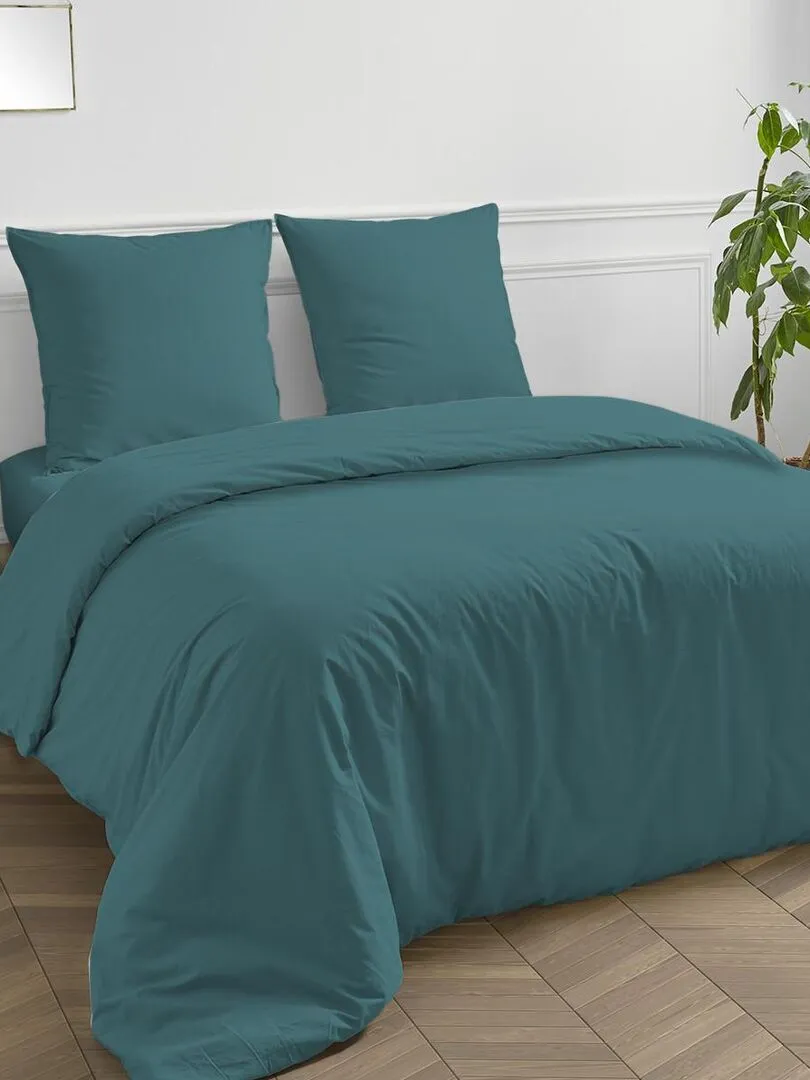 Future Home - Drap housse en coton 57 fils uni bonnet 25cm - Bleu canard