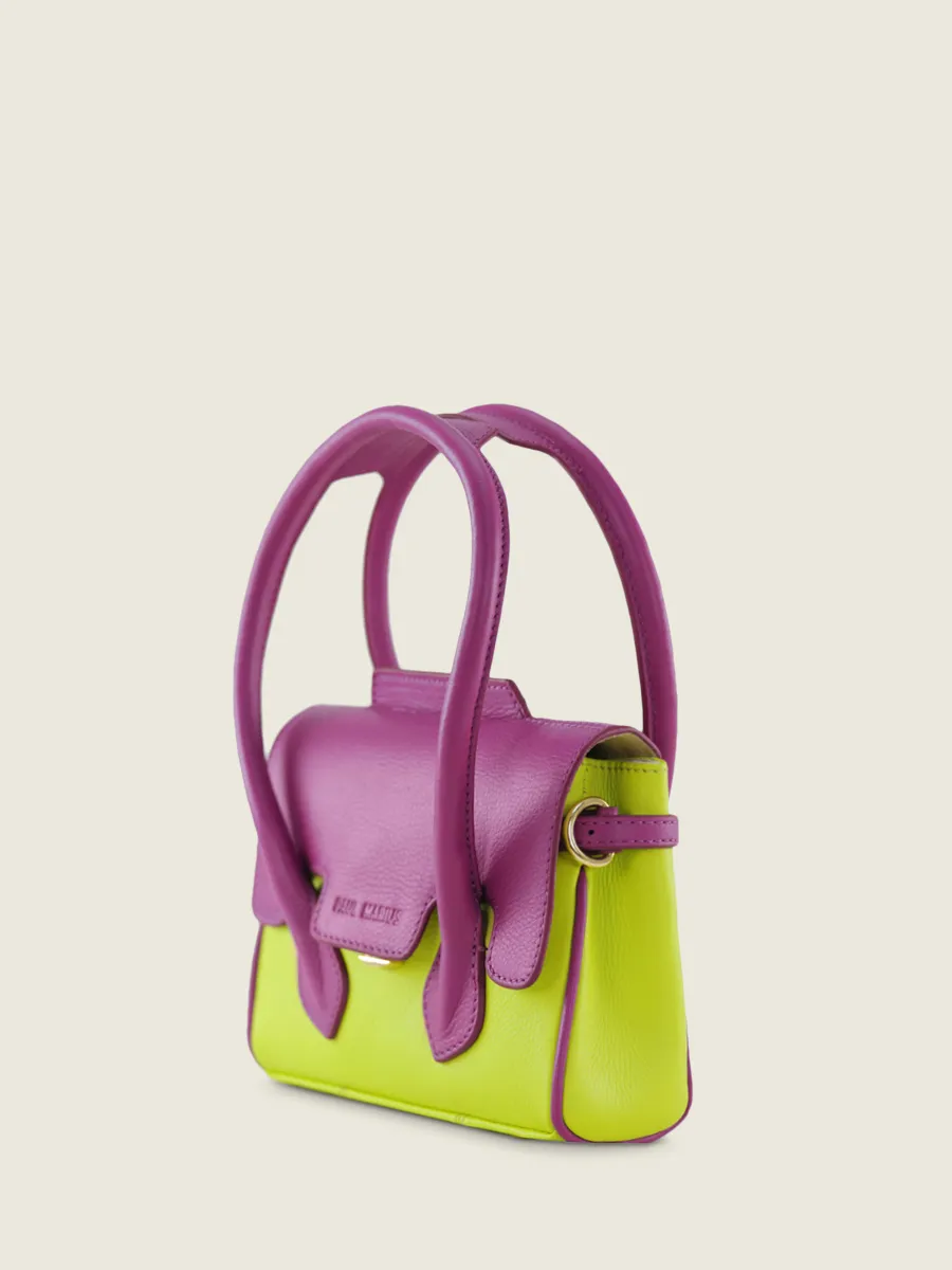 GREEN AND PURPLE LEATHER MINI HANDBAG WOMEN Colette  XS Sorbet - Apple / Blackcurrant