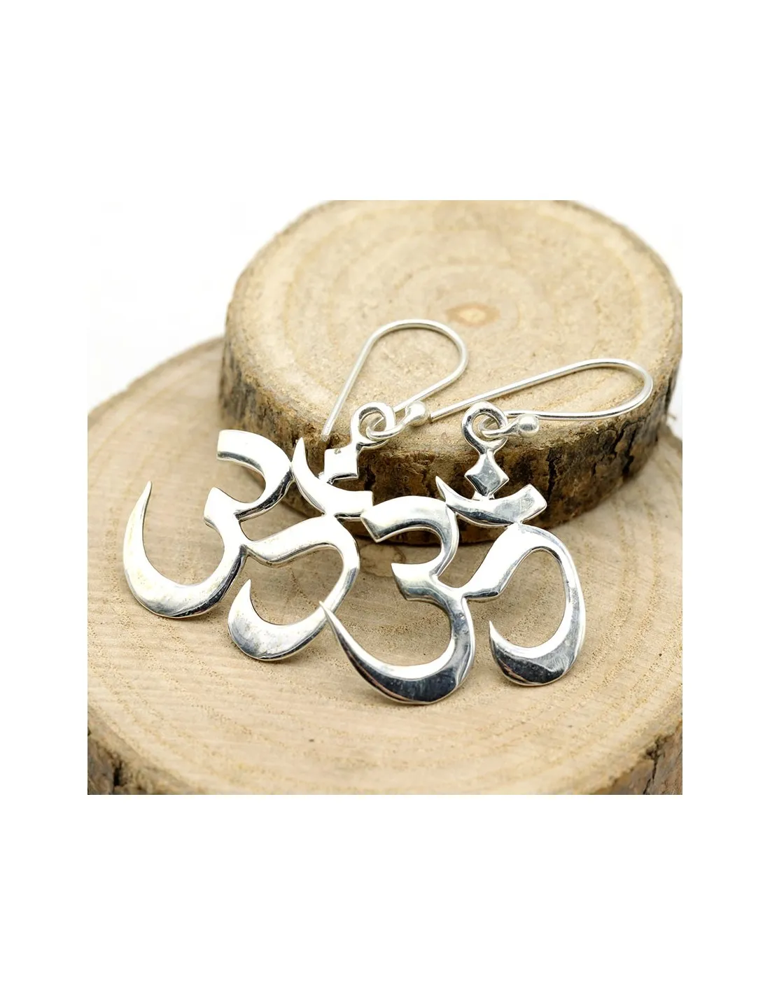 Larges boucles d'oreilles Aum en argent