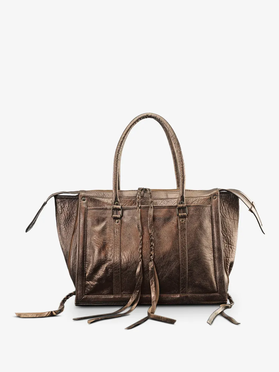 LEATHER HANDBAG FOR WOMEN COPPER LeRive Droite - M - Copper
