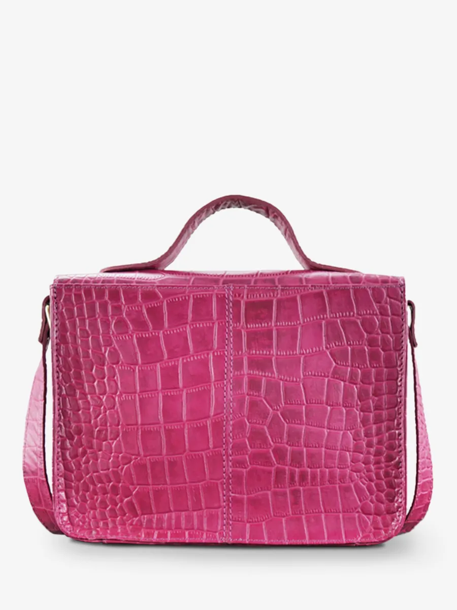 PINK LEATHER HANDBAG WOMEN Mademoiselle George Alligator Cocktail - Tourmaline