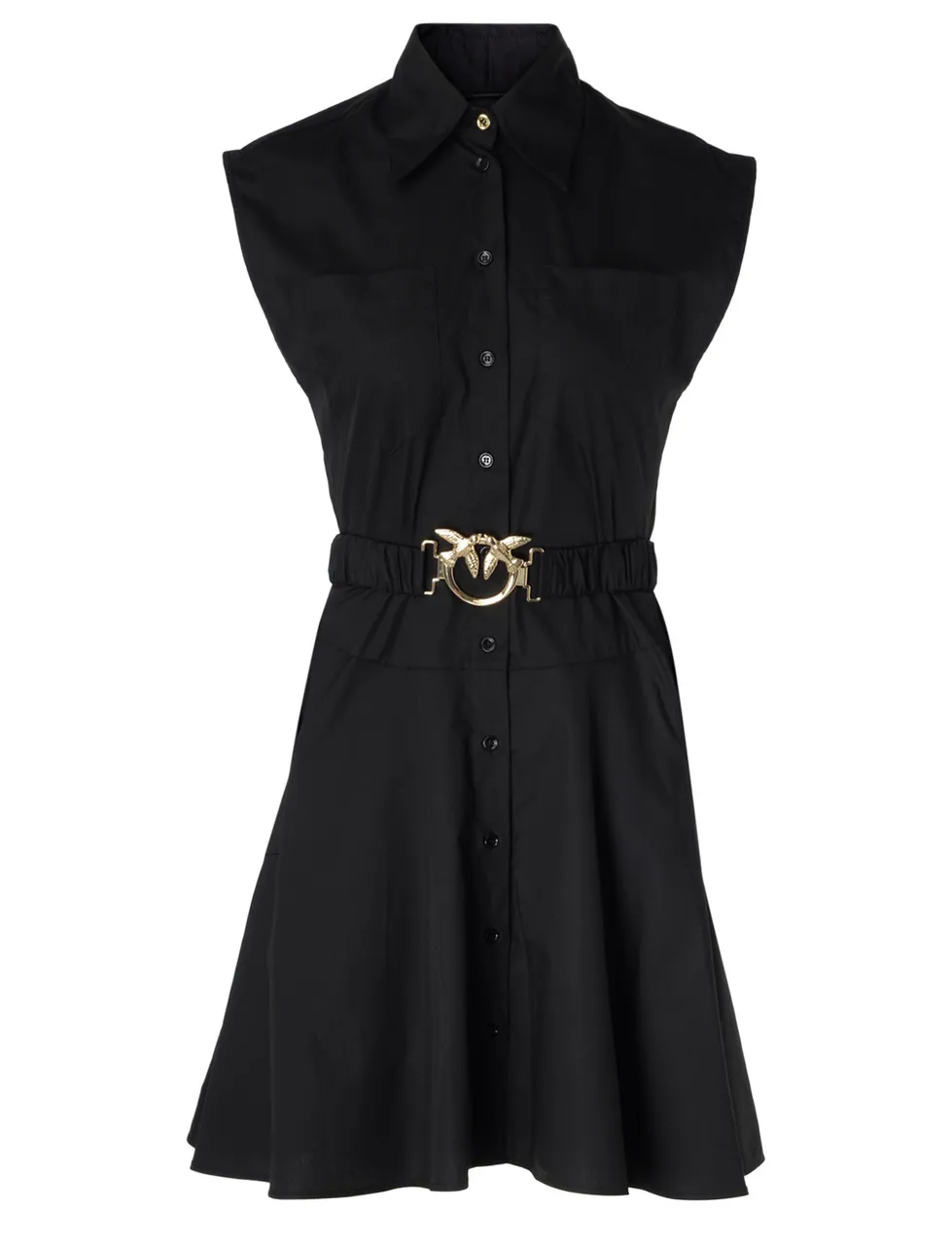 Pinko Robe Chemisier noire avec ceinture