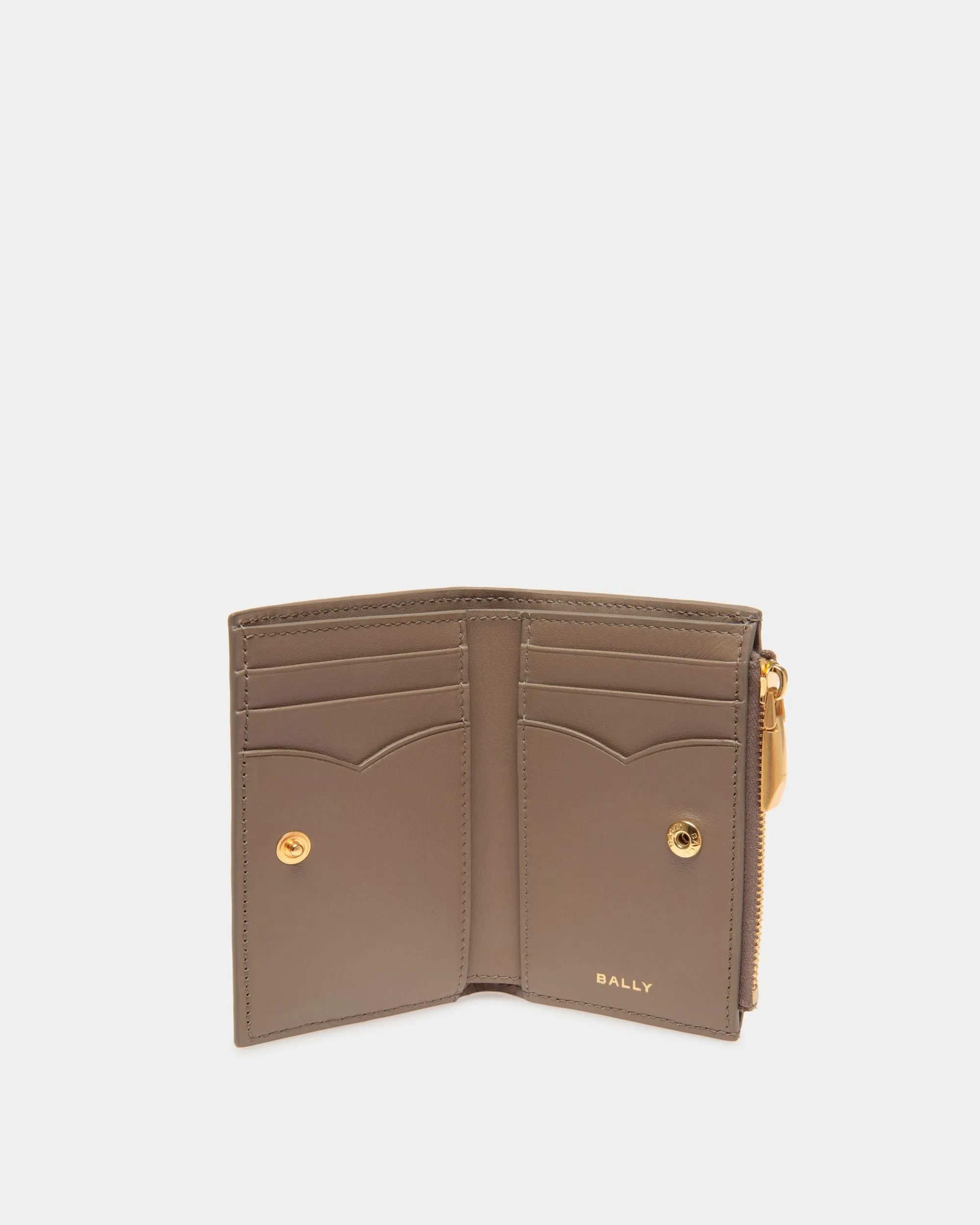 Portefeuille Emblem En Cuir Beige