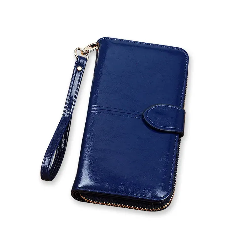 Portefeuille en cuir PU avec fermeture éclair pour femme