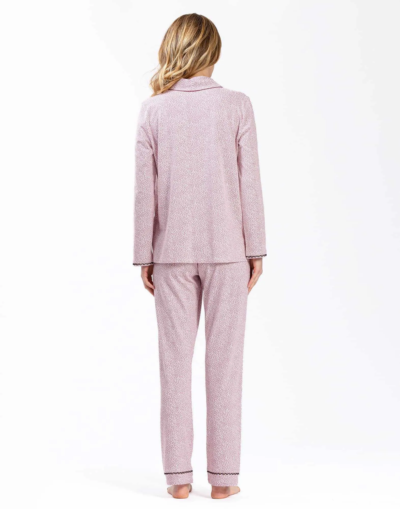 Pyjama boutonné en jersey rose FOREVER 606 rose