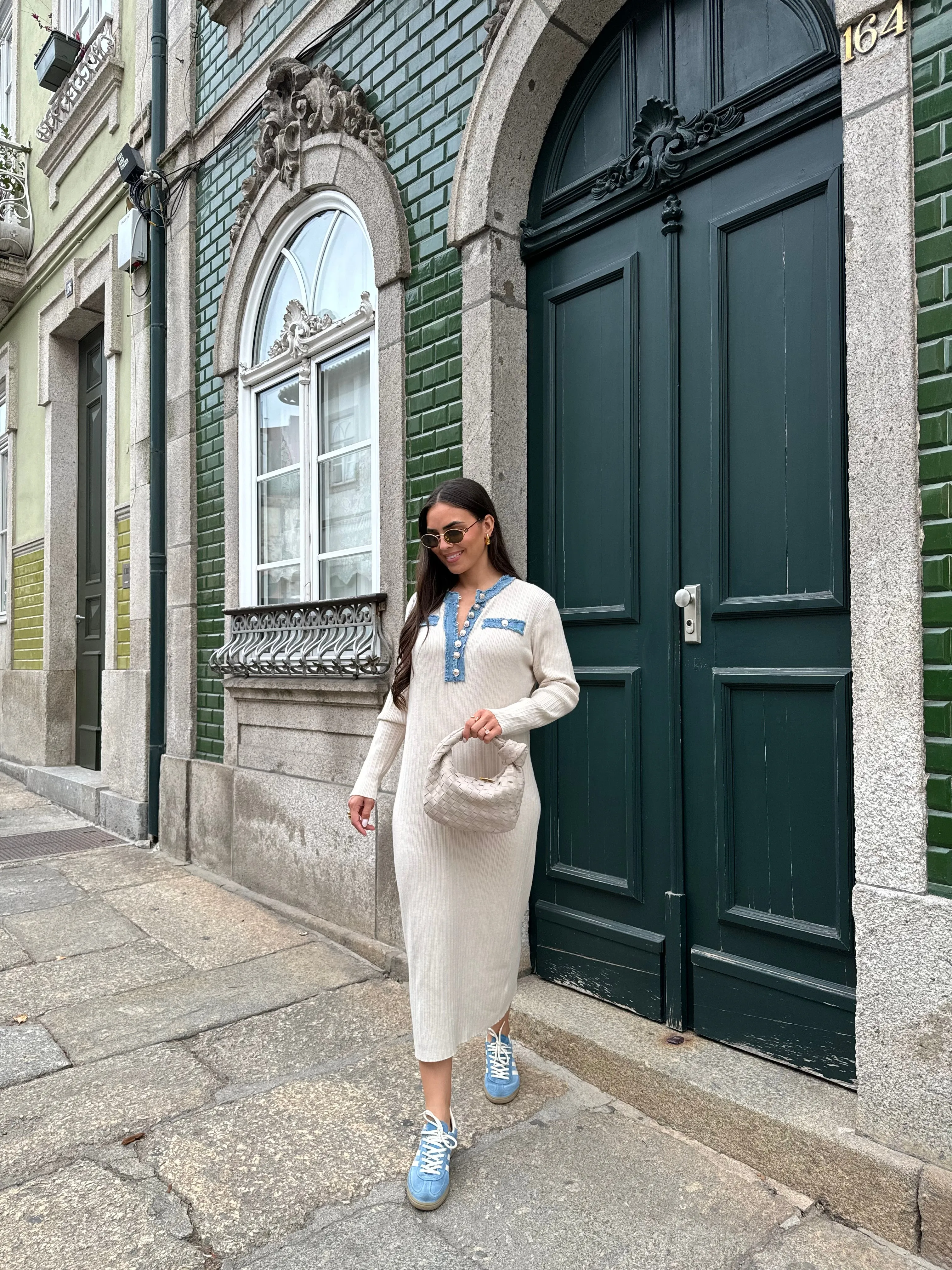 Robe JEEN crème détail jean (HA4126)