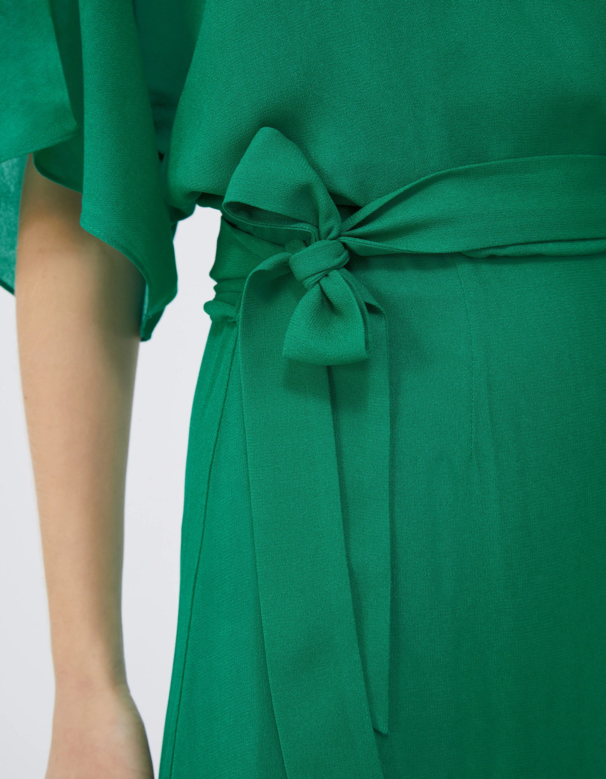 Robe longue portefeuille verte Femme