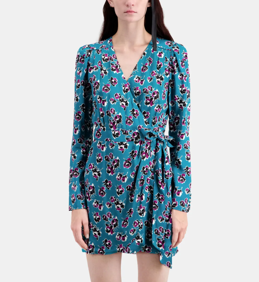 Robe portefeuille courte imprimée