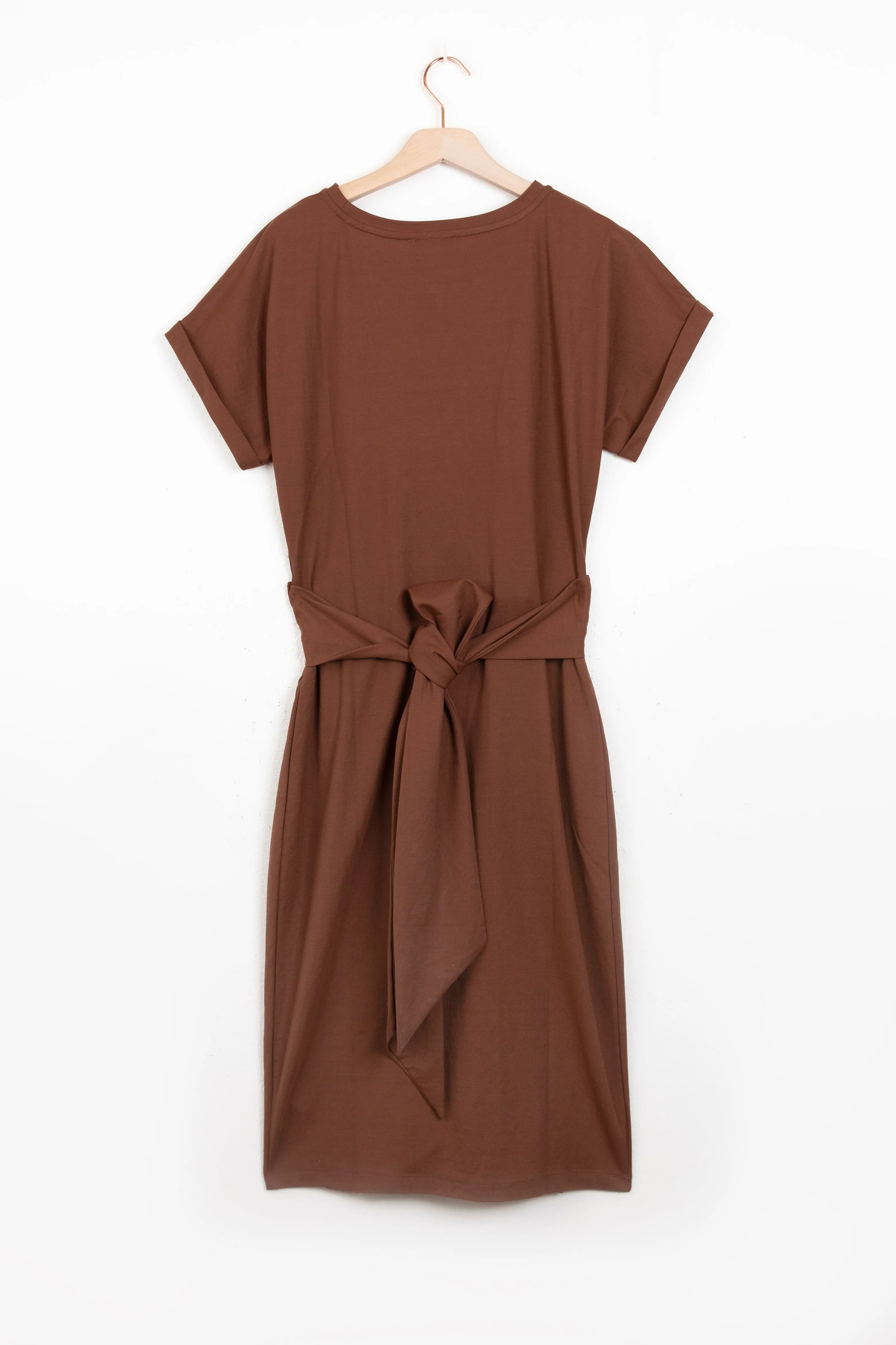 Robe portefeuille en jersey - marron foncé