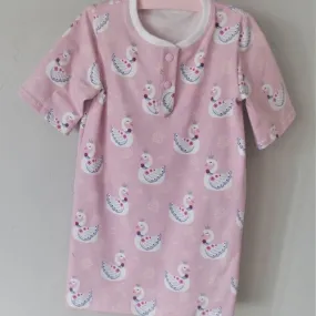 T-shirt long fille en jersey de coton, motif cygnes - 6/8 ans