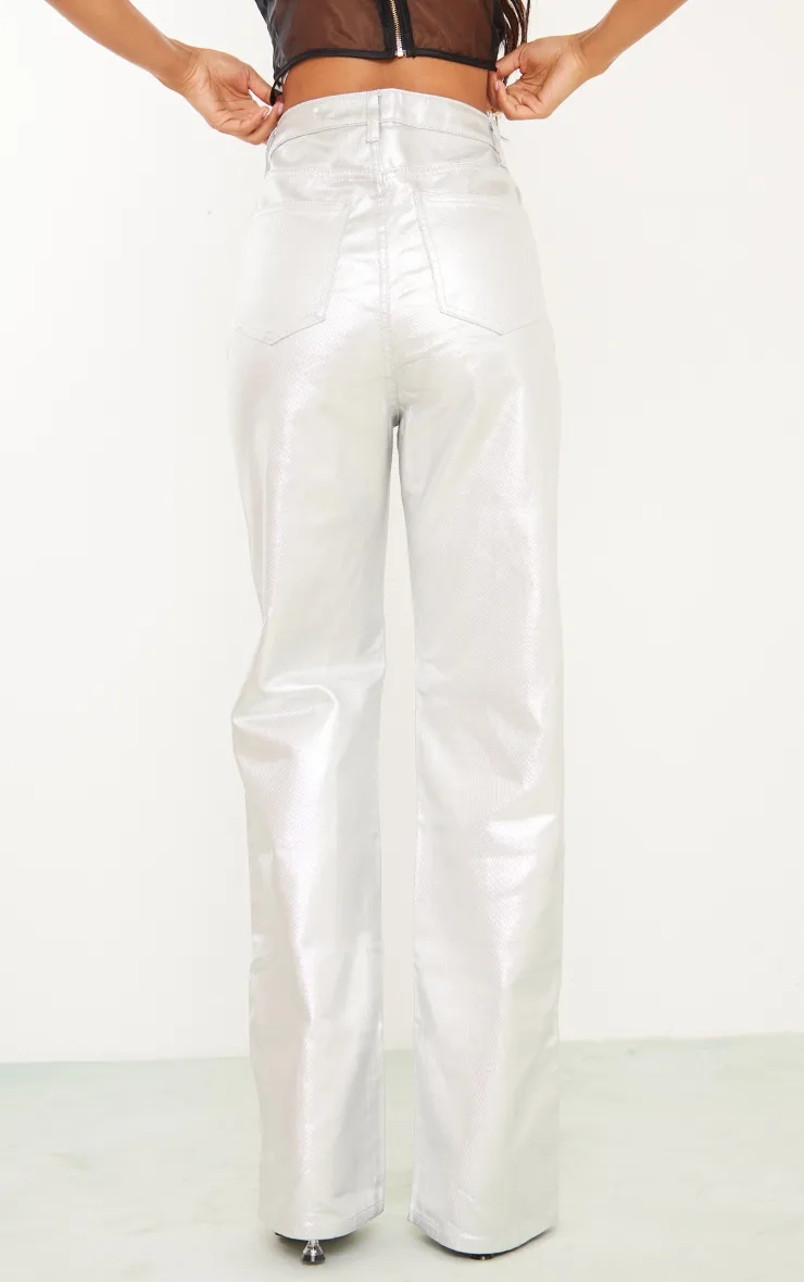Tall Jean droit argenté métallisé