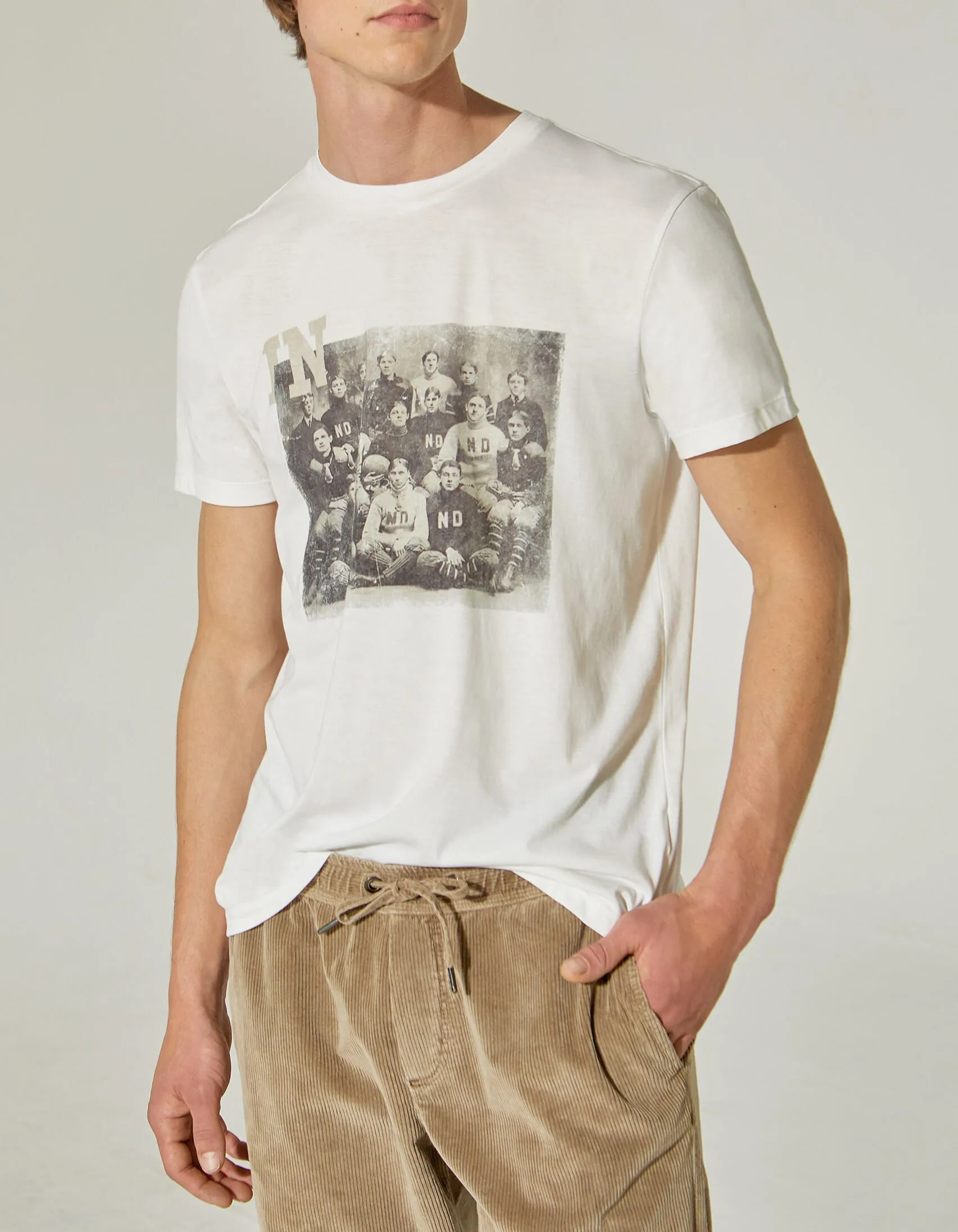 Tee-shirt blanc visuel football players Homme
