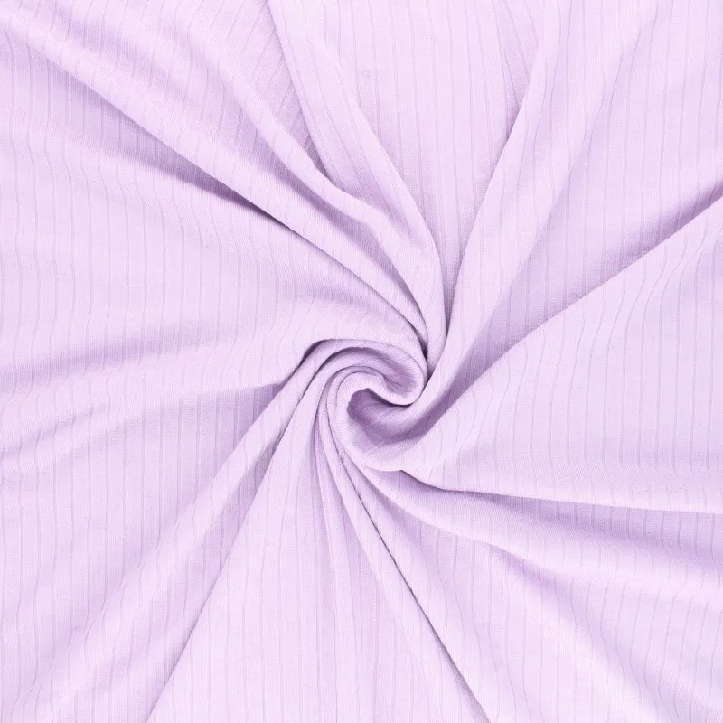 Tissu jersey viscose côtelé - lilas