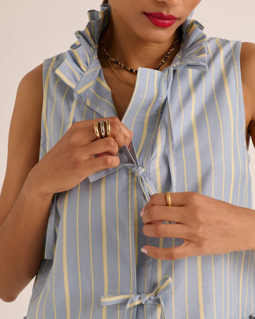 Top Gersa rayures bleu et jaune