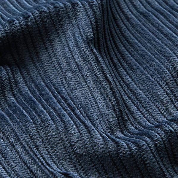 Velours fantaisie à côtes larges et étroites – bleu marine