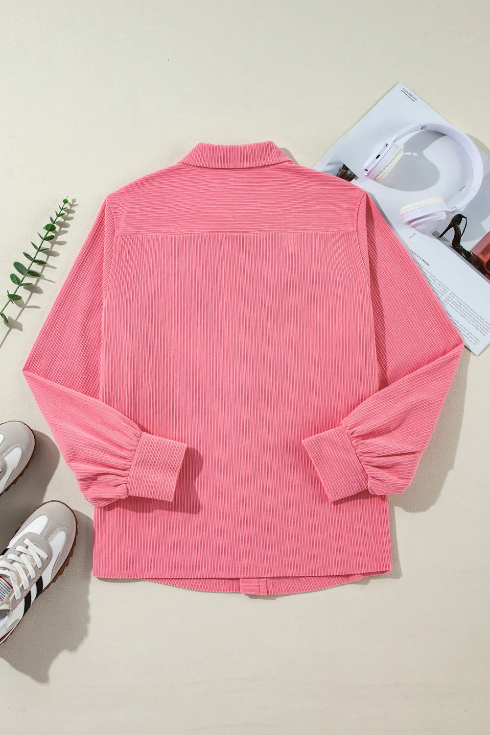 Veste fendue boutonnée à rabat en velours ctelé Bonbon
