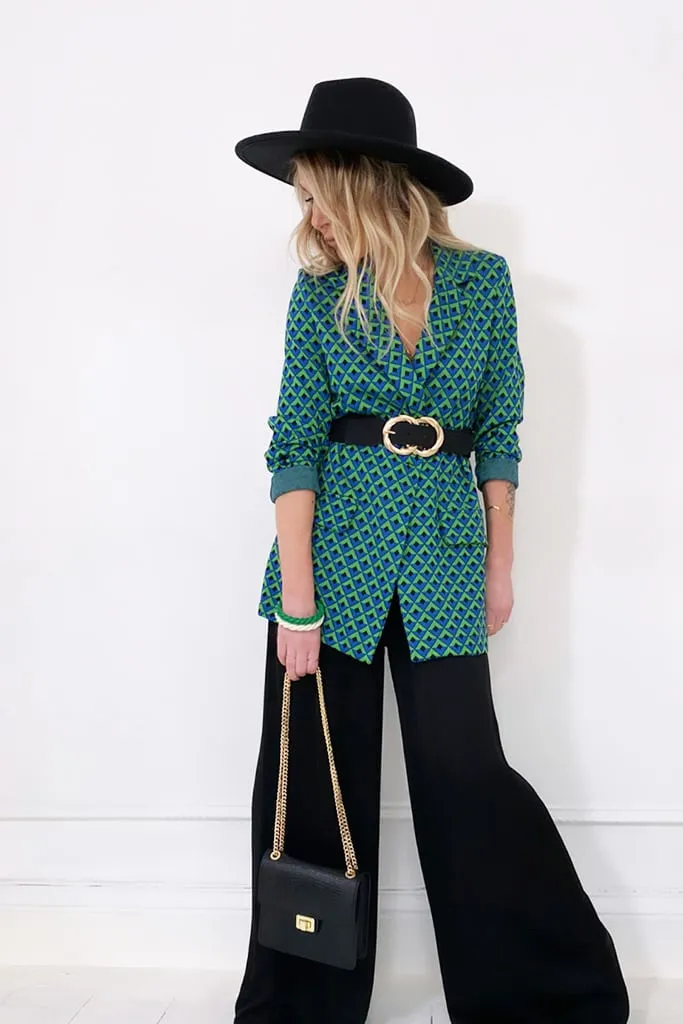 Veste verte et bleue à motifs