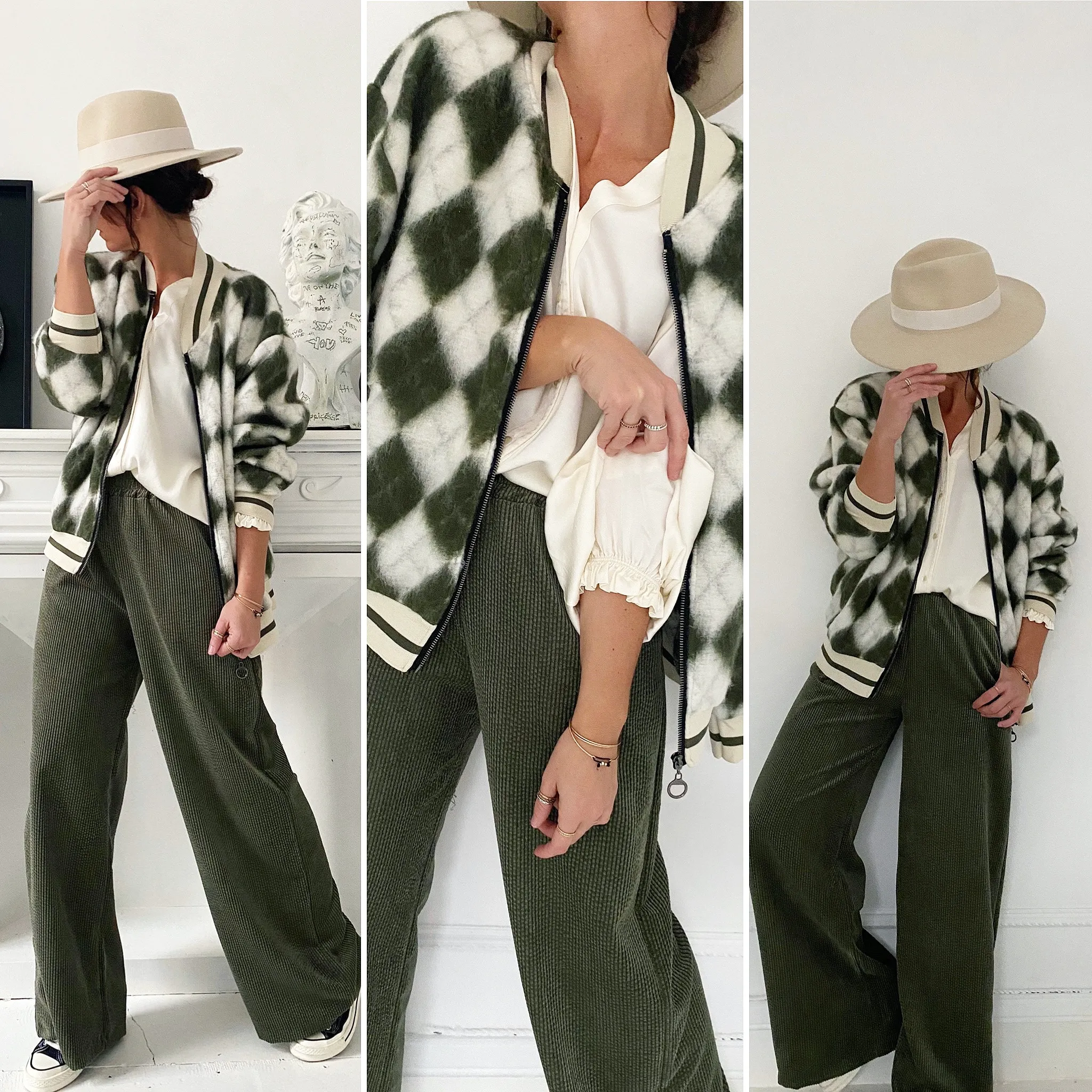 Veste verte motif jacquard