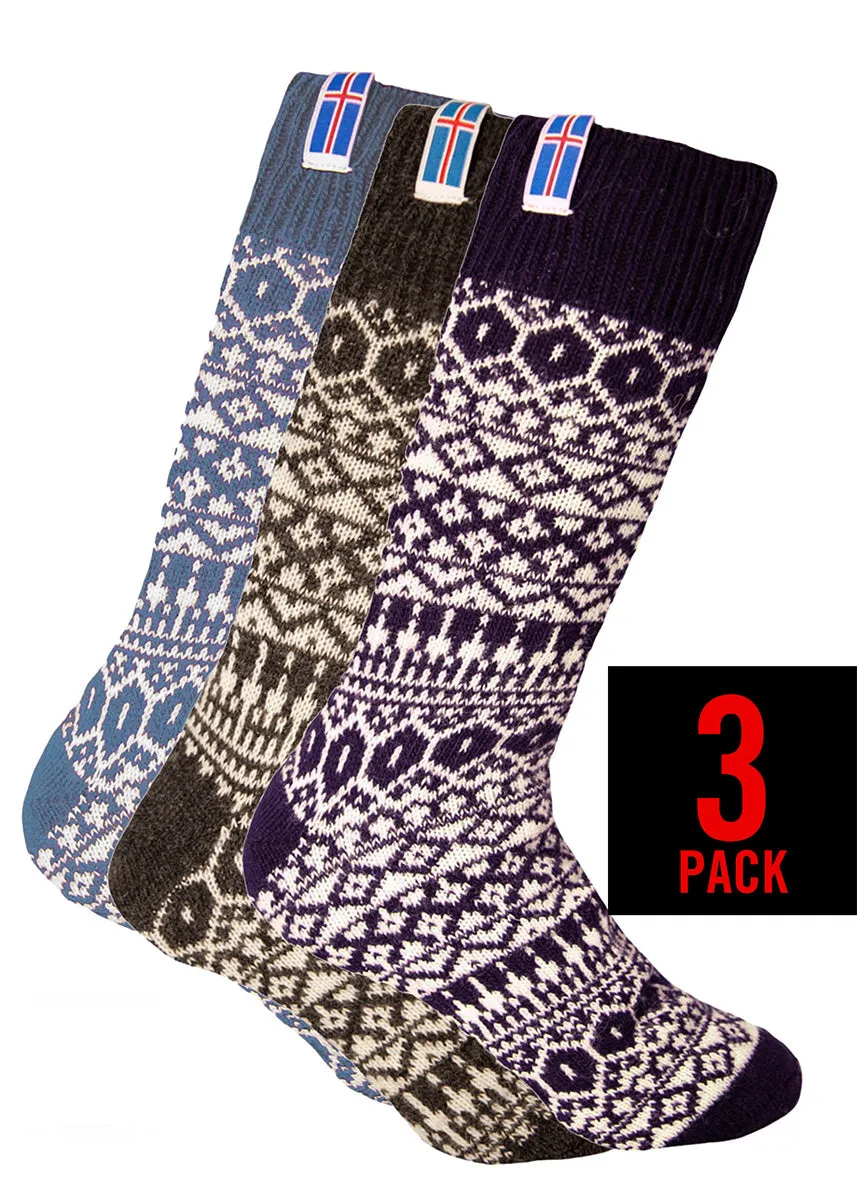 Wool socks with a small woven land flag, 3-Pack
